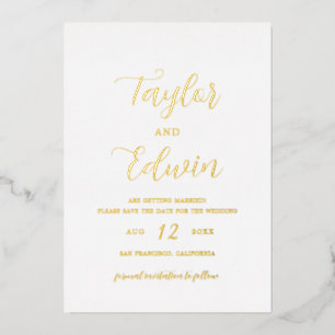 Minimalistische moderne Hochzeit - Rettet das Datu Folieneinladung