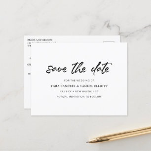 Minimalistische moderne Hochzeit rettet das Datum Ankündigungspostkarte