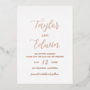 Minimalistische moderne Hochzeit - Save the Date Folieneinladung