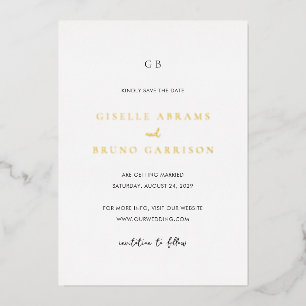 Minimalistische moderne Hochzeit - Save-the-Date Folieneinladung