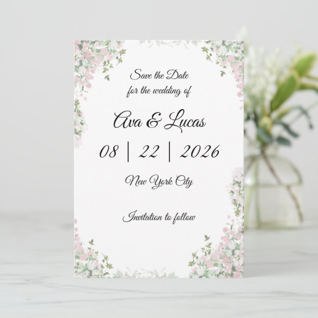 Minimalistische moderne Hochzeit Sichern Sie die D Karte (Stehend Vorderseite)