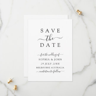 Minimalistische moderne Hochzeiten retten das Datu Save The Date