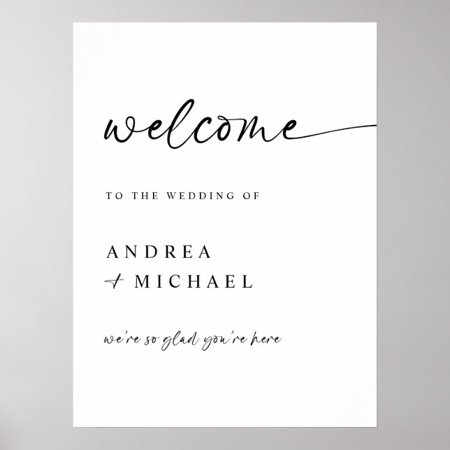 Minimalistische moderne Hochzeitshilfshandschrift Poster (Vorne)