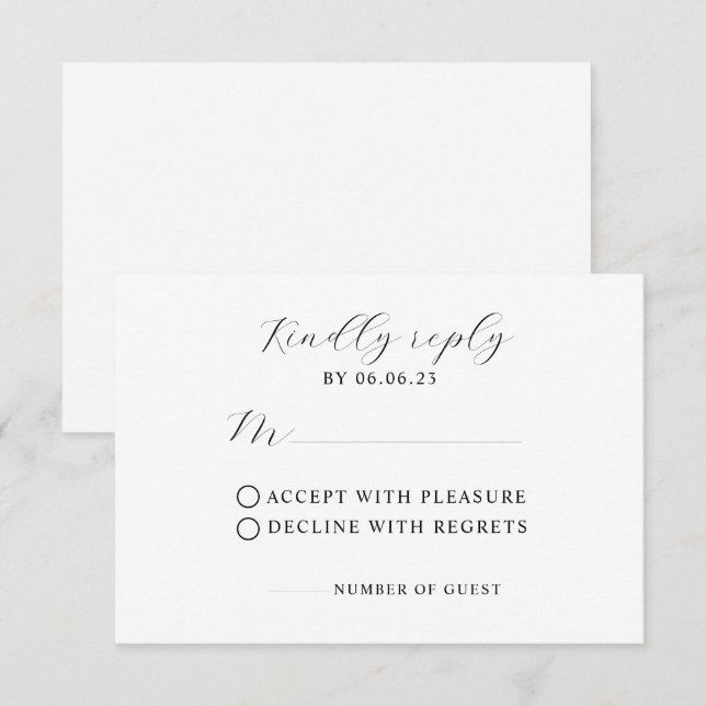 Minimalistische moderne Hochzeitskarte RSVP Karte (Vorne/Hinten)