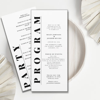 Minimalistische, moderne Hochzeitsprogramme Programm