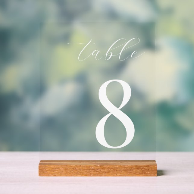 Minimalistische moderne Hochzeitsszene Tischnummer Acrylschild (Neutral)