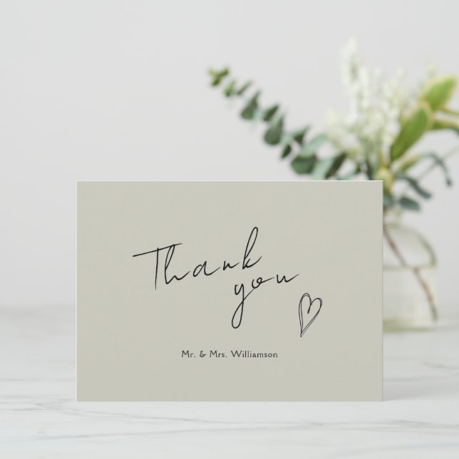 Minimalistische moderne Hochzeitswohnung Dankeschö Dankeskarte (Stehend Vorderseite)