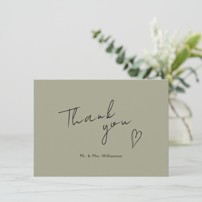 Minimalistische moderne Hochzeitswohnung Dankeschö Dankeskarte (Stehend Vorderseite)