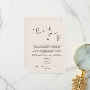 Minimalistische moderne Hochzeitswohnung Dankeschö Dankeskarte