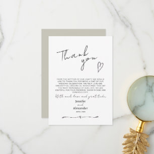 Minimalistische moderne Hochzeitswohnung Dankeschö Dankeskarte