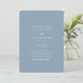 Minimalistische moderne Hochzeitszeit Dusty Blue Einladung