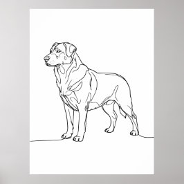 Minimalistische moderne Hund-Linienkunstzeichnung Poster