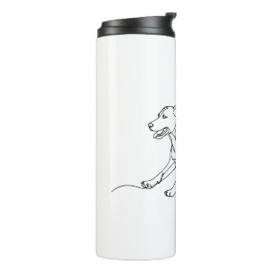 Minimalistische moderne Hund-Linienkunstzeichnung Thermosbecher