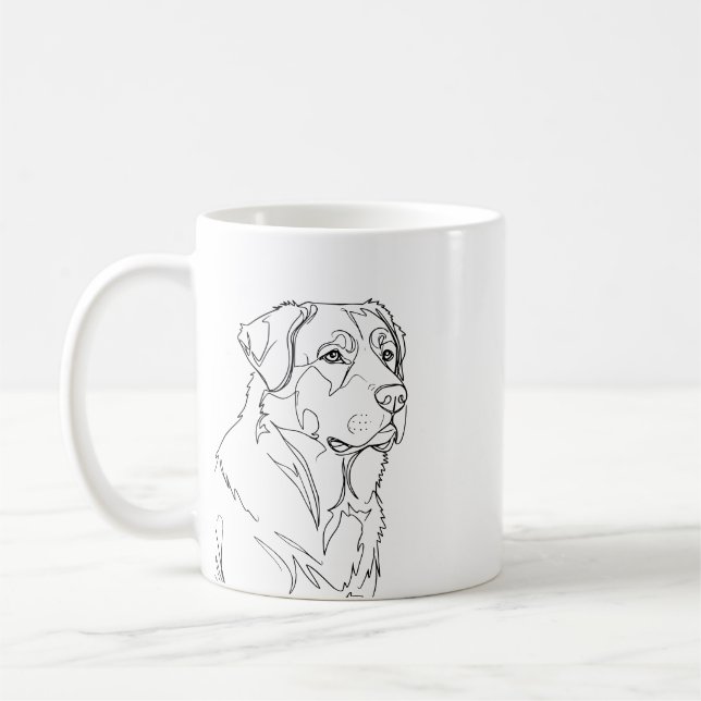 Minimalistische moderne Hunde-Linienkunstzeichnung Kaffeetasse (Links)