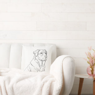 Minimalistische moderne Hunde-Linienkunstzeichnung Kissen
