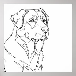 Minimalistische moderne Hunde-Linienkunstzeichnung Poster