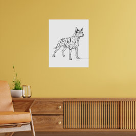 Minimalistische moderne Hunde-Linienkunstzeichnung Poster