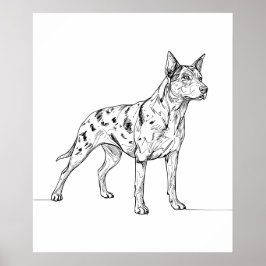 Minimalistische moderne Hunde-Linienkunstzeichnung Poster