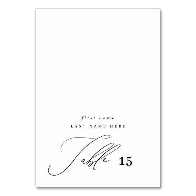 Minimalistische moderne Kalligrafie-Begleitperson- Tischnummer (Vorderseite)