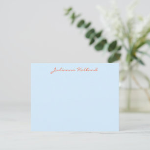 Minimalistische moderne Kalligrafie Blau Orange Na Mitteilungskarte