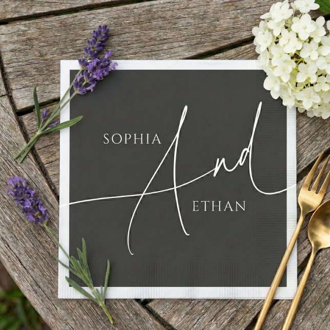Minimalistische moderne Kalligrafie-Hochzeit Serviette (Von Creator hochgeladen)