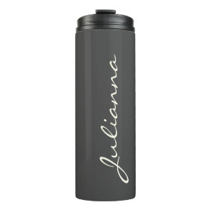 Minimalistische moderne Kalligrafie Schwarz Weiß N Thermosbecher
