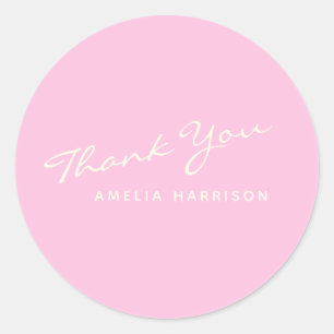 Minimalistische moderne Kalligraphie Pink Name Vie Runder Aufkleber