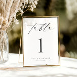 Minimalistische moderne Kalligraphie-Tischnummer Tischnummer<br><div class="desc">Mit dieser Minimalistischen Calligraphy Tischnummer Card, die Einfachheit und Eleganz verbindet, lassen Sie Ihre Hochzeitsdekoration noch weiter ausklingen. Mit einem eleganten Schwarzweiß-Design und einem anmutigen Kalligraphieskript fügt diese Karte Ihren Tischeinstellungen eine schicke, moderne Touch hinzu. Es ist einfach, sich an die von Ihnen gewählten Tischnummern anzupassen, es ist die perfekte...</div>