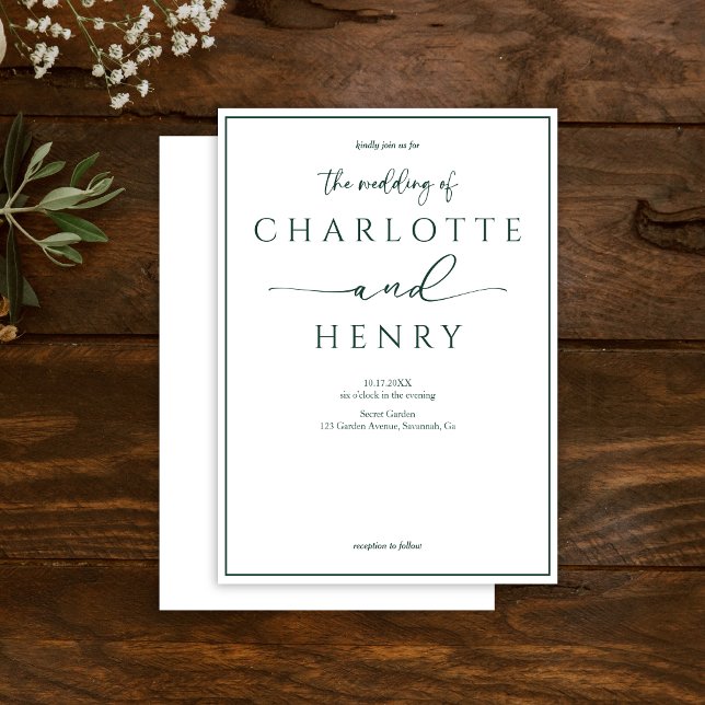 Minimalistische moderne kalligraphische Hochzeit Einladung (Von Creator hochgeladen)