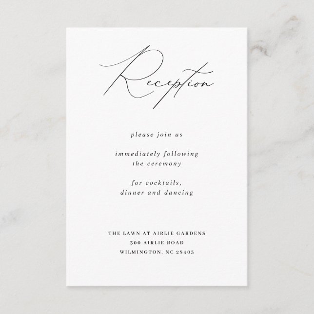 Minimalistische moderne kalligraphische Hochzeitse Begleitkarte (Vorderseite)