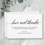 Minimalistische moderne kalligraphische Liebe dank Dankeskarte<br><div class="desc">Moderne Elegant Schöne,  aber einfache Minimalistische Kalligraphie-Liebe und Dank Hochzeit danke Ihnen flache Note Card</div>
