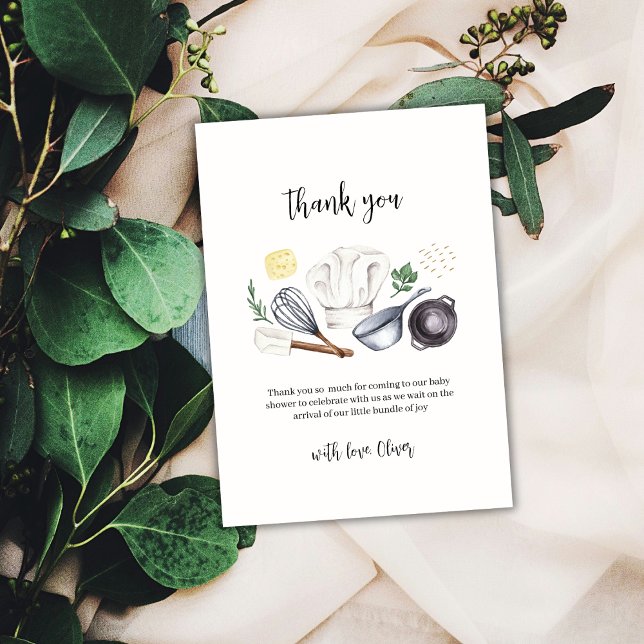 Minimalistische moderne Kleine-Koch-Kinderdusche Dankeskarte (Minimalist Modern Little Chef Baby Shower Thank You Card)