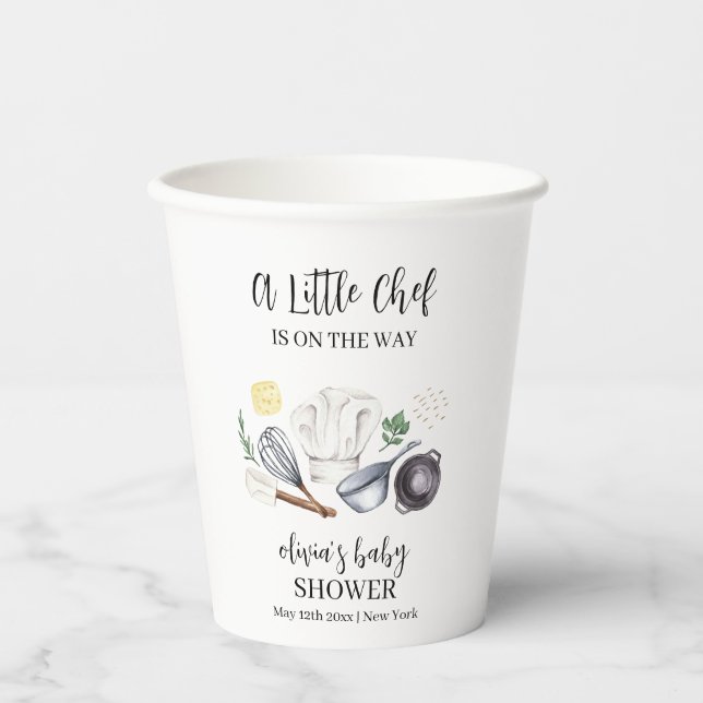 Minimalistische moderne Kleine-Koch-Kinderdusche Pappbecher (Vorderseite)