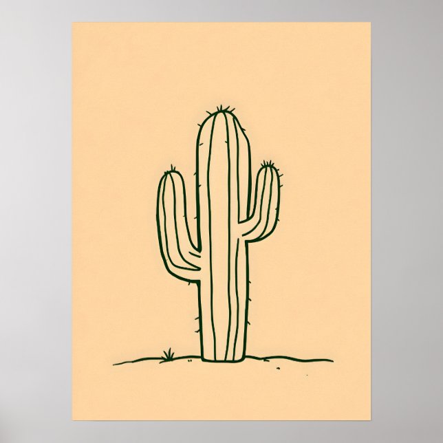 Minimalistische Moderne Kunst.Wüste Oasis Linie Ku Poster (Vorne)