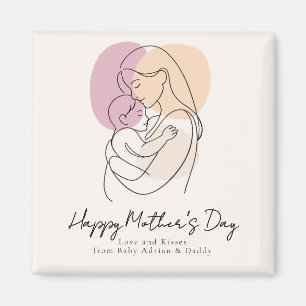 Minimalistische moderne Linienkunst Mama und Baby  Magnet