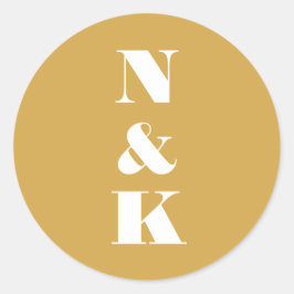 Minimalistische moderne Mongram-Gelbe Hochzeit Runder Aufkleber