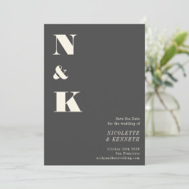 Minimalistische moderne Monogram Black Bold Weddin Save The Date