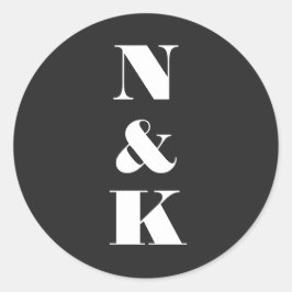 Minimalistische moderne Monogram Black Elegante We Runder Aufkleber