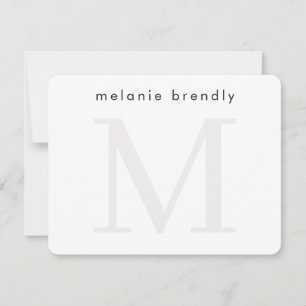 Minimalistische moderne Monogram-Silberne Notizkar Mitteilungskarte
