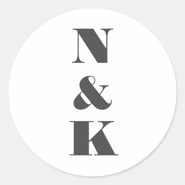 Minimalistische moderne Monogram White-Hochzeit Runder Aufkleber (Vorderseite)
