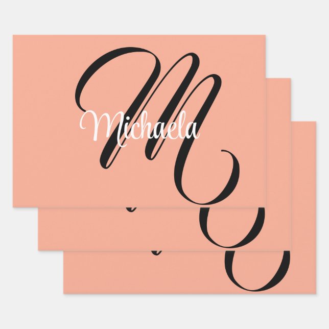Minimalistische moderne Monogramm-Anfangsbezeichnu Geschenkpapier Set (Set)