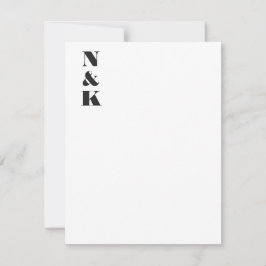 Minimalistische moderne Monogramm-Initialen Schwar Dankeskarte