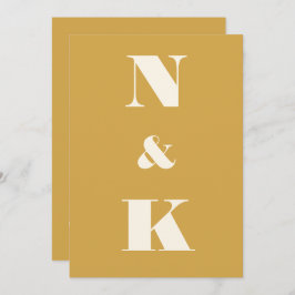 Minimalistische moderne Monogramm-Safran Gelbe Hoc Einladung