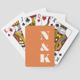 Minimalistische moderne Monogramm verbrannte orang Spielkarten
