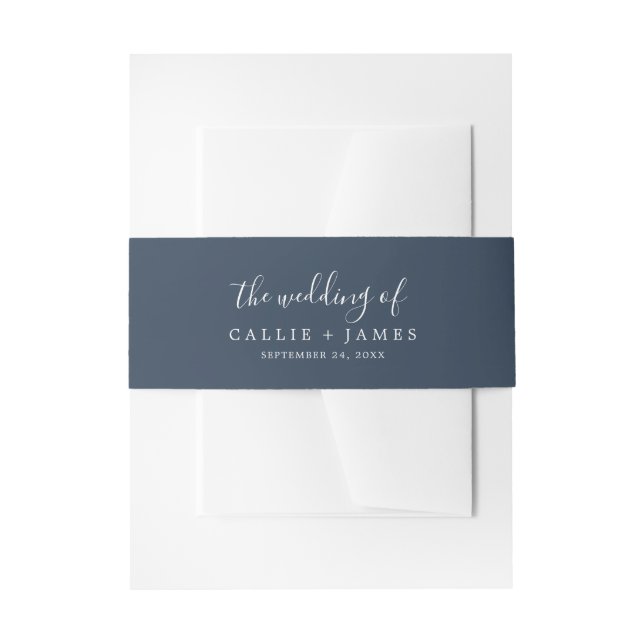 Minimalistische, moderne Navy Blue Einladung Bauch Einladungsbanderole (Vorderseite Beispiel)
