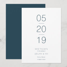 Minimalistische, moderne Navy Blue-Save the Date-K Einladung