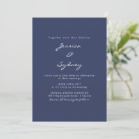 Minimalistische moderne Navy Blue Script Hochzeit