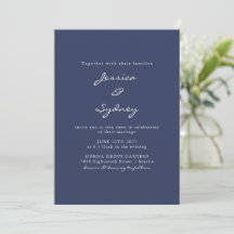 Minimalistische moderne Navy Blue Script Hochzeit