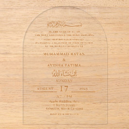 Minimalistische moderne Nikkah-Islamische Hochzeit Acryleinladungen