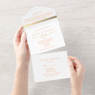 Minimalistische moderne Peach Fuzz Wedding All In One Einladung